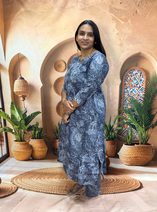 ALINE KURTI WITH PLAZO (PURE CAMRIC COTTON)