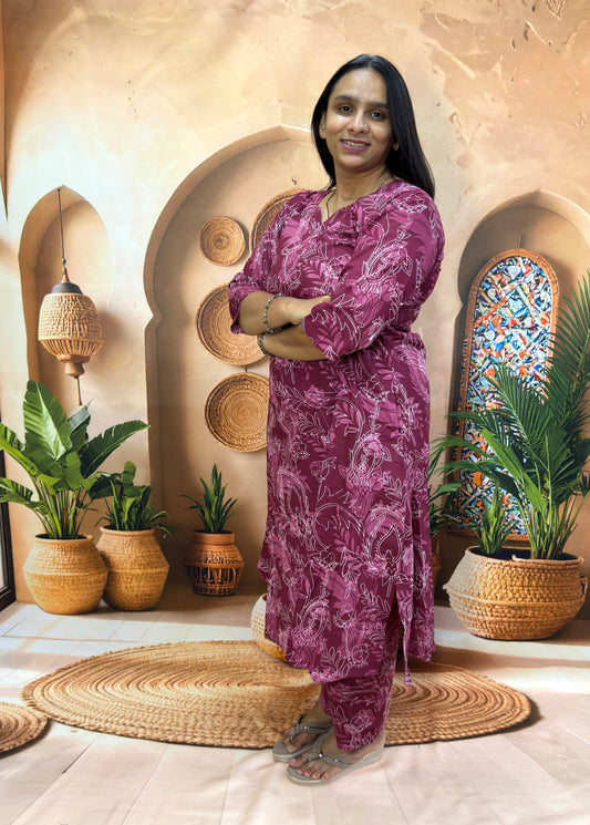 ALINE KURTI WITH PLAZO (PURE CAMRIC COTTON)
