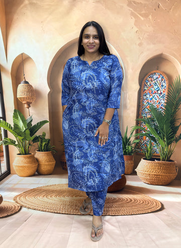 ALINE KURTI WITH PLAZO (PURE CAMRIC COTTON)