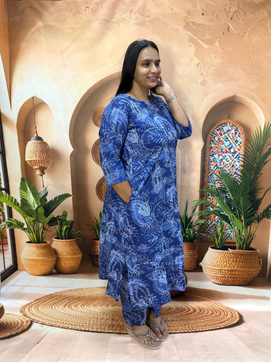 ALINE KURTI WITH PLAZO (PURE CAMRIC COTTON)