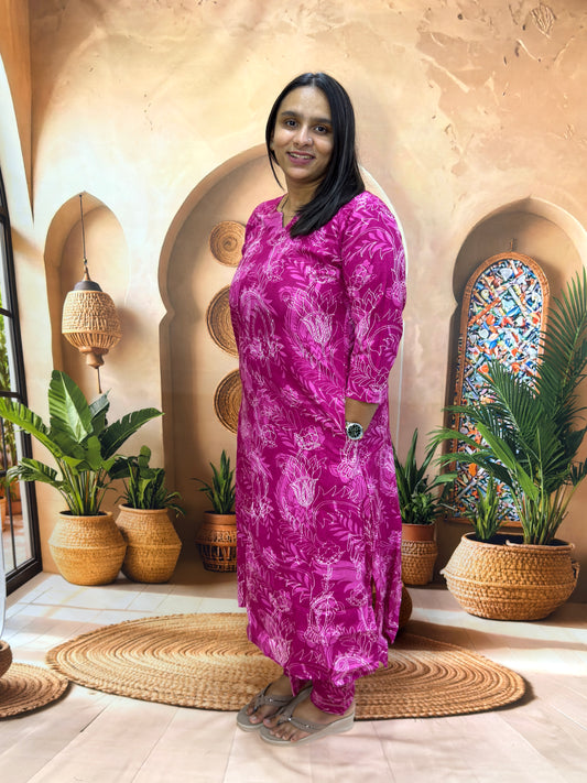 ALINE KURTI WITH PLAZO (PURE CAMRIC COTTON)