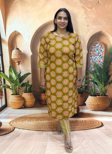 STRAIGHT KURTI WITH PANT (PURE CAMRIC COTTON)