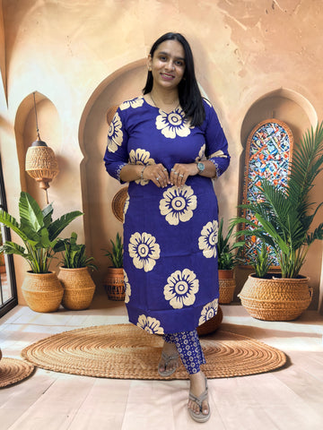 STRAIGHT KURTI WITH PANT (PURE CAMRIC COTTON)