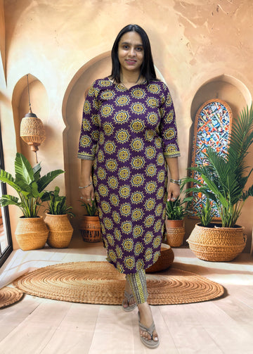 STRAIGHT KURTI WITH PANT (PURE CAMRIC COTTON)