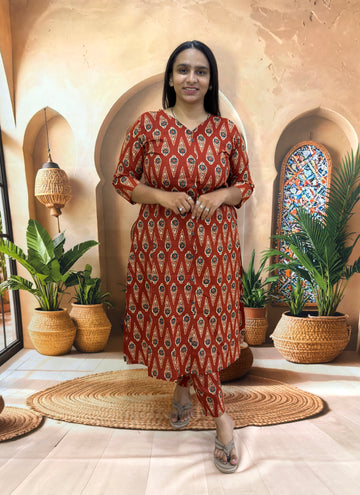 ALINE KURTI WITH PLAZO (PURE CAMRIC COTTON)