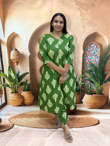 ALINE KURTI WITH PLAZO (PURE CAMRIC COTTON)