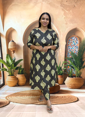 ALINE KURTI WITH PLAZO (PURE CAMRIC COTTON)