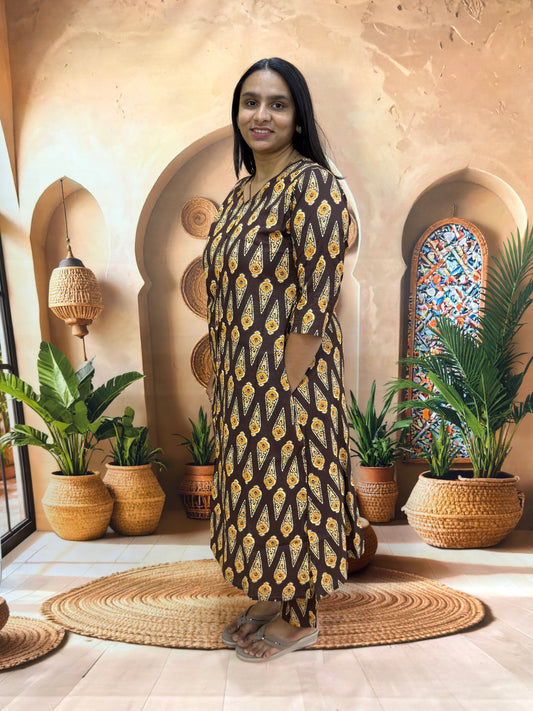 ALINE KURTI WITH PLAZO (PURE CAMRIC COTTON)
