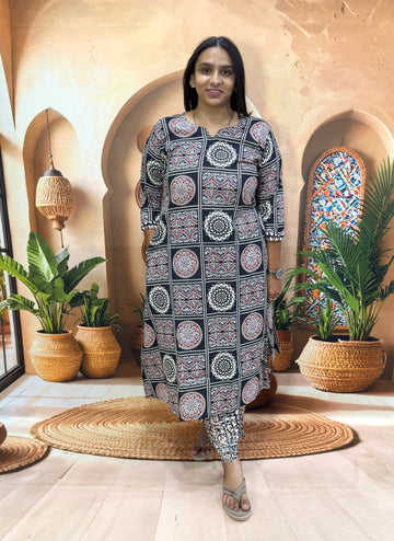 ALINE KURTI WITH PLAZO (PURE CAMRIC COTTON)