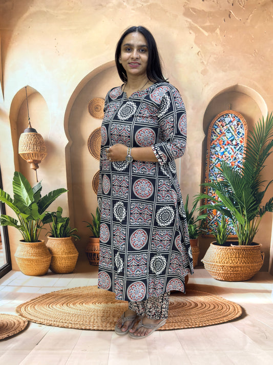 ALINE KURTI WITH PLAZO (PURE CAMRIC COTTON)