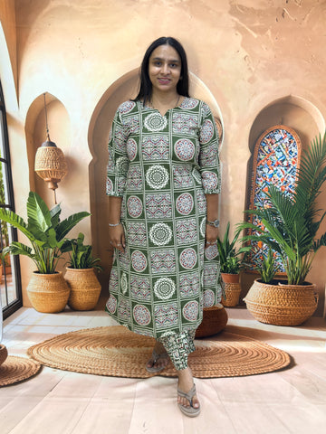 ALINE KURTI WITH PLAZO (PURE CAMRIC COTTON)