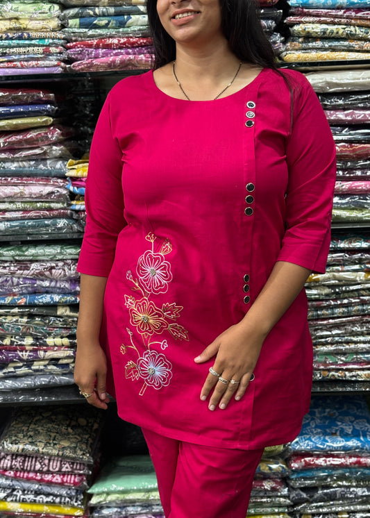 ALINE TUNIC-PANT(FLEX COTTON , HAND EMBROIDERY)