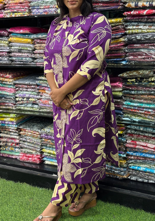 STRAIGHT KURTI-PLAZO (PURE CAMRIC COTTON)