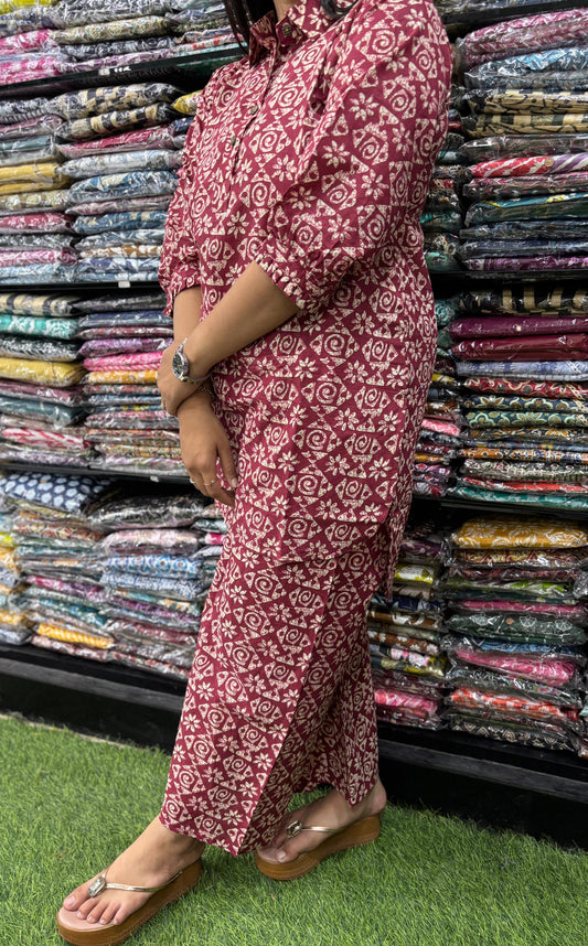 PURE COTTON SHORT KURTI WITH PLAZO