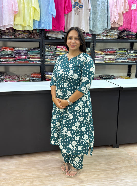ALINE KURTI WITH PLAZO (PURE CAMRIC COTTON)
