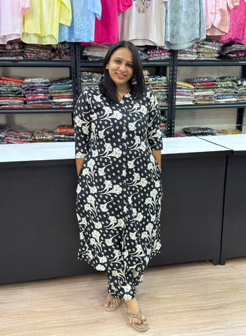ALINE KURTI WITH PLAZO (POLYSTER COTTON)