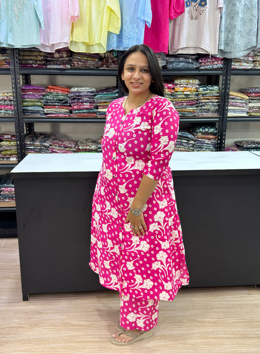 ALINE KURTI WITH PLAZO (PURE CAMRIC COTTON)