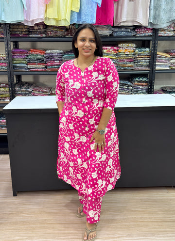 ALINE KURTI WITH PLAZO (POLYSTER COTTON)