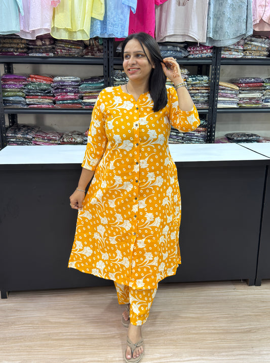 ALINE KURTI WITH PLAZO (PURE CAMRIC COTTON)
