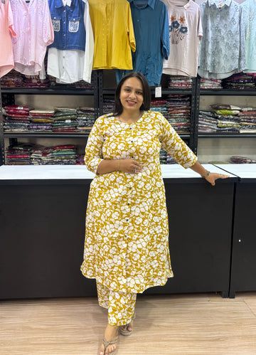 ALINE KURTI WITH PLAZO (POLYSTER COTTON)
