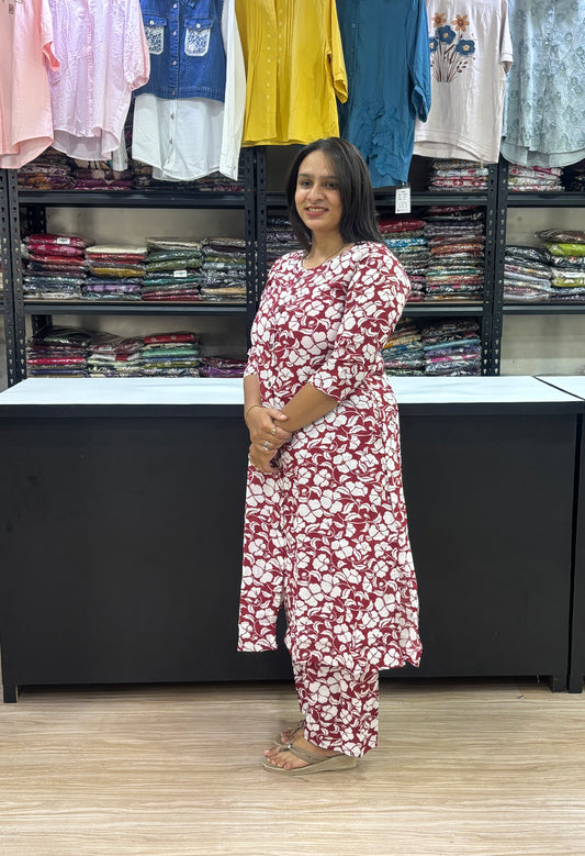 ALINE KURTI WITH PLAZO (POLYSTER COTTON)