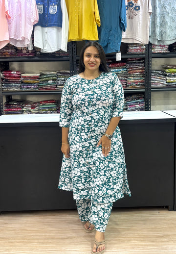 ALINE KURTI WITH PLAZO (POLYSTER COTTON)