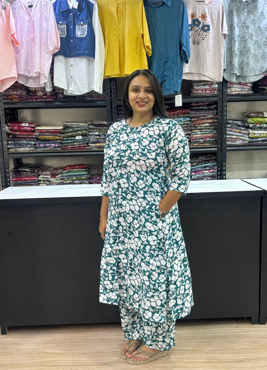 ALINE KURTI WITH PLAZO (POLYSTER COTTON)