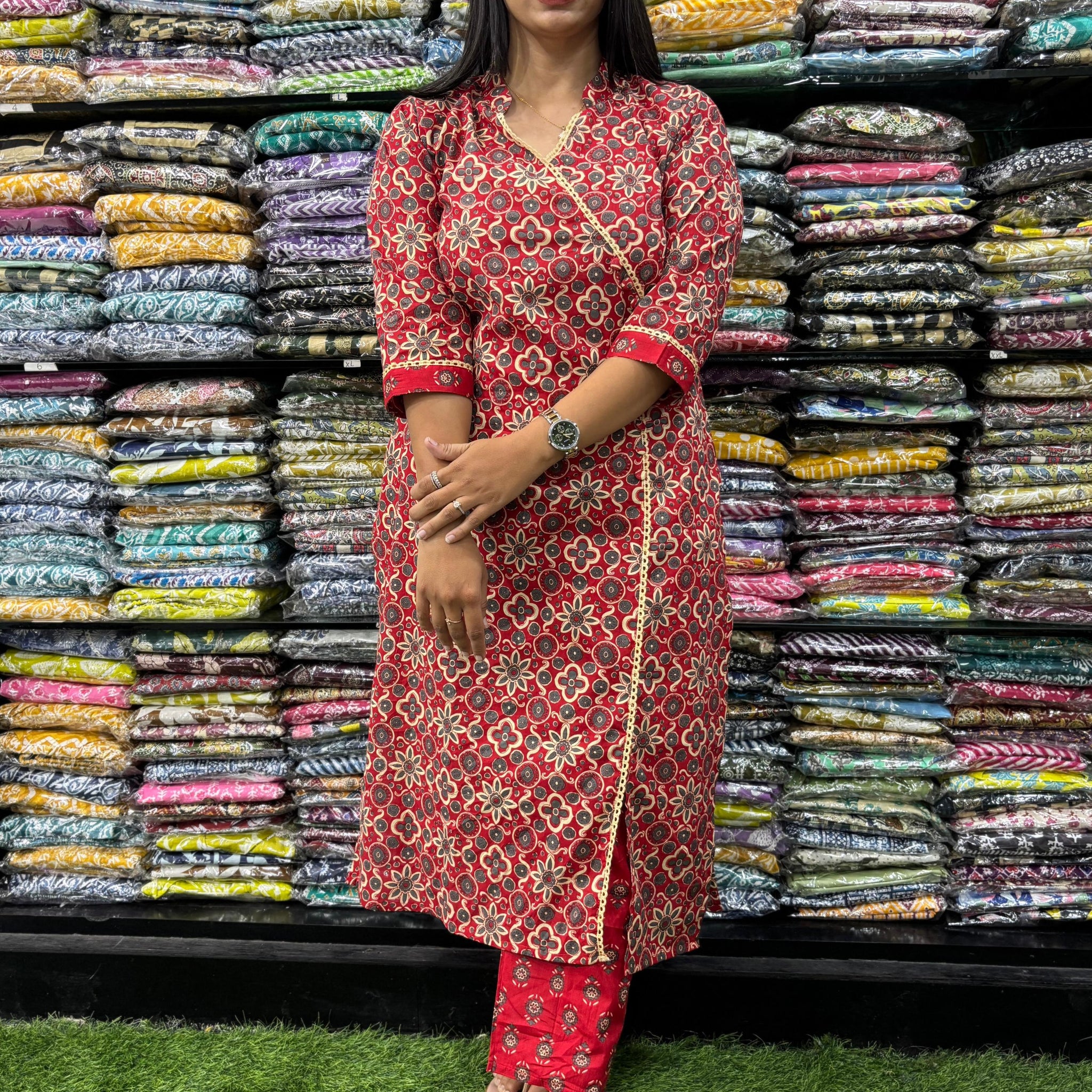 PURE COTTON ANGRAKHA STRAIGHT KURTI WITH PANT