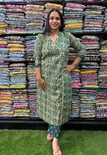 PURE COTTON ANGRAKHA STRAIGHT KURTI WITH PANT