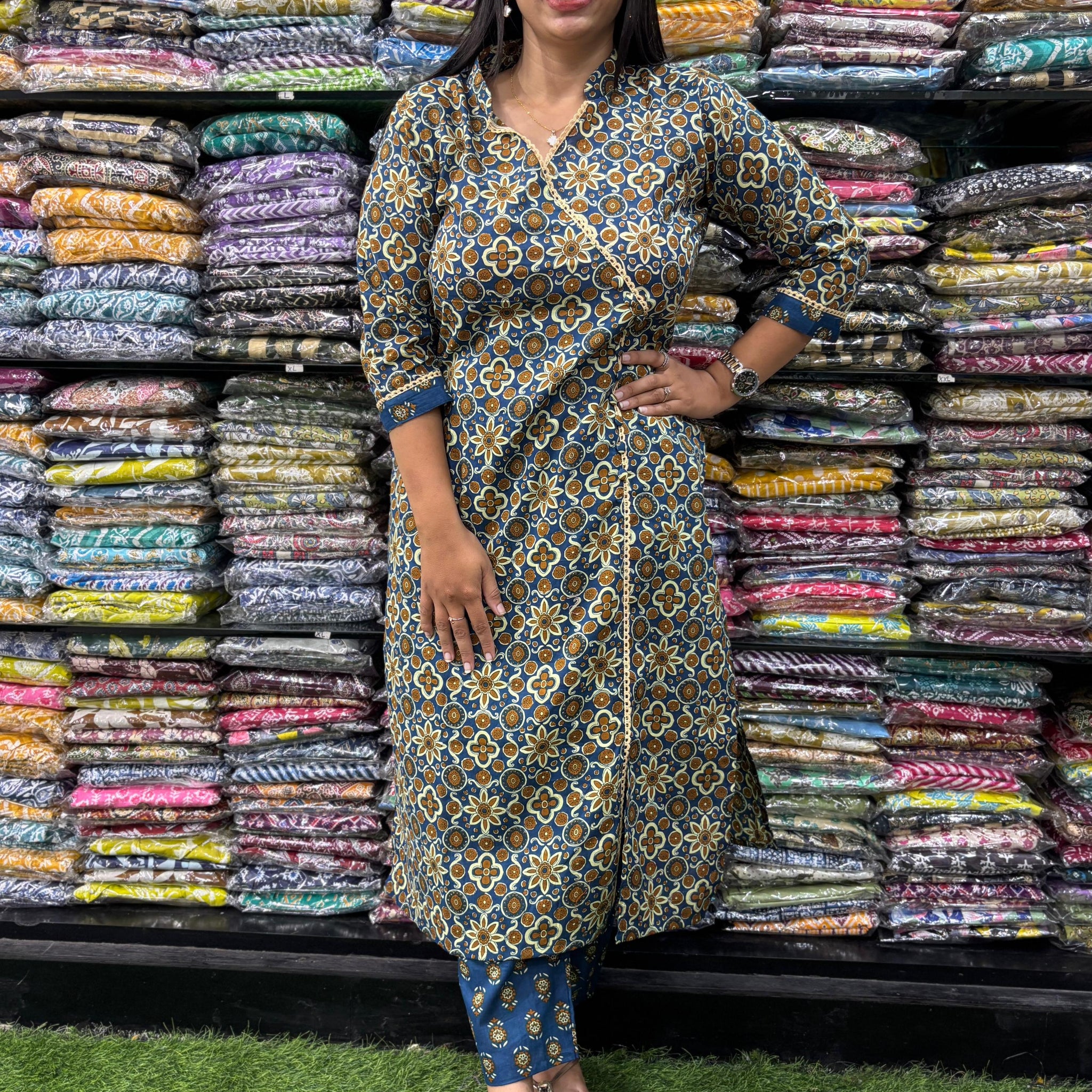 PURE COTTON ANGRAKHA STRAIGHT KURTI WITH PANT