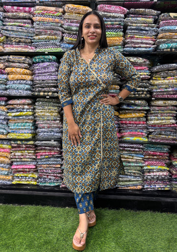 PURE COTTON ANGRAKHA STRAIGHT KURTI WITH PANT