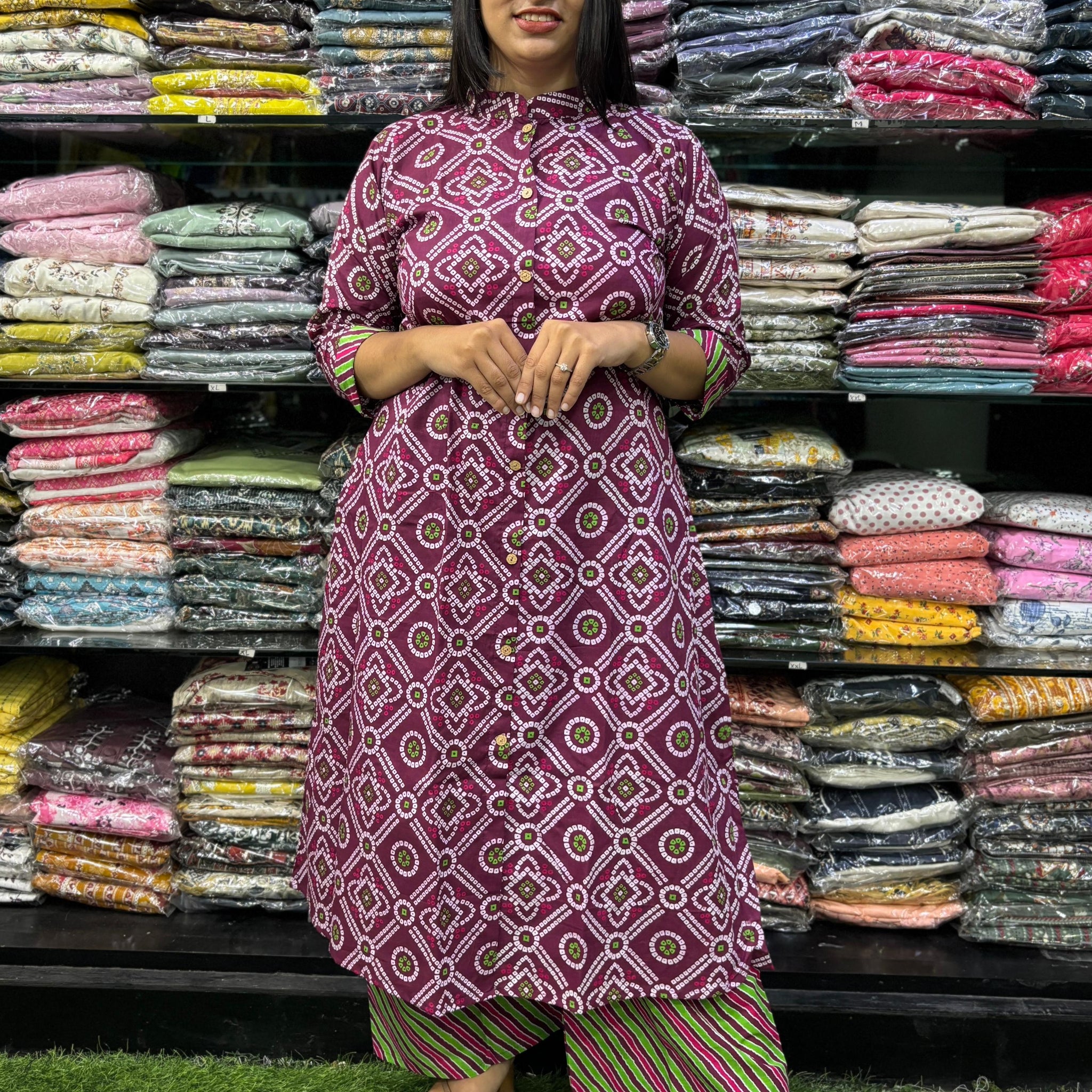 PURE COTTON ALINE KURTI WITH PLAZO
