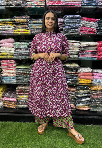 PURE COTTON ALINE KURTI WITH PLAZO