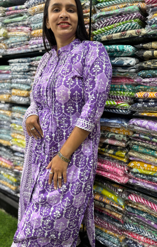 PURE COTTON  STRAIGHT CHINESE KURTI PANT & DUPATTA