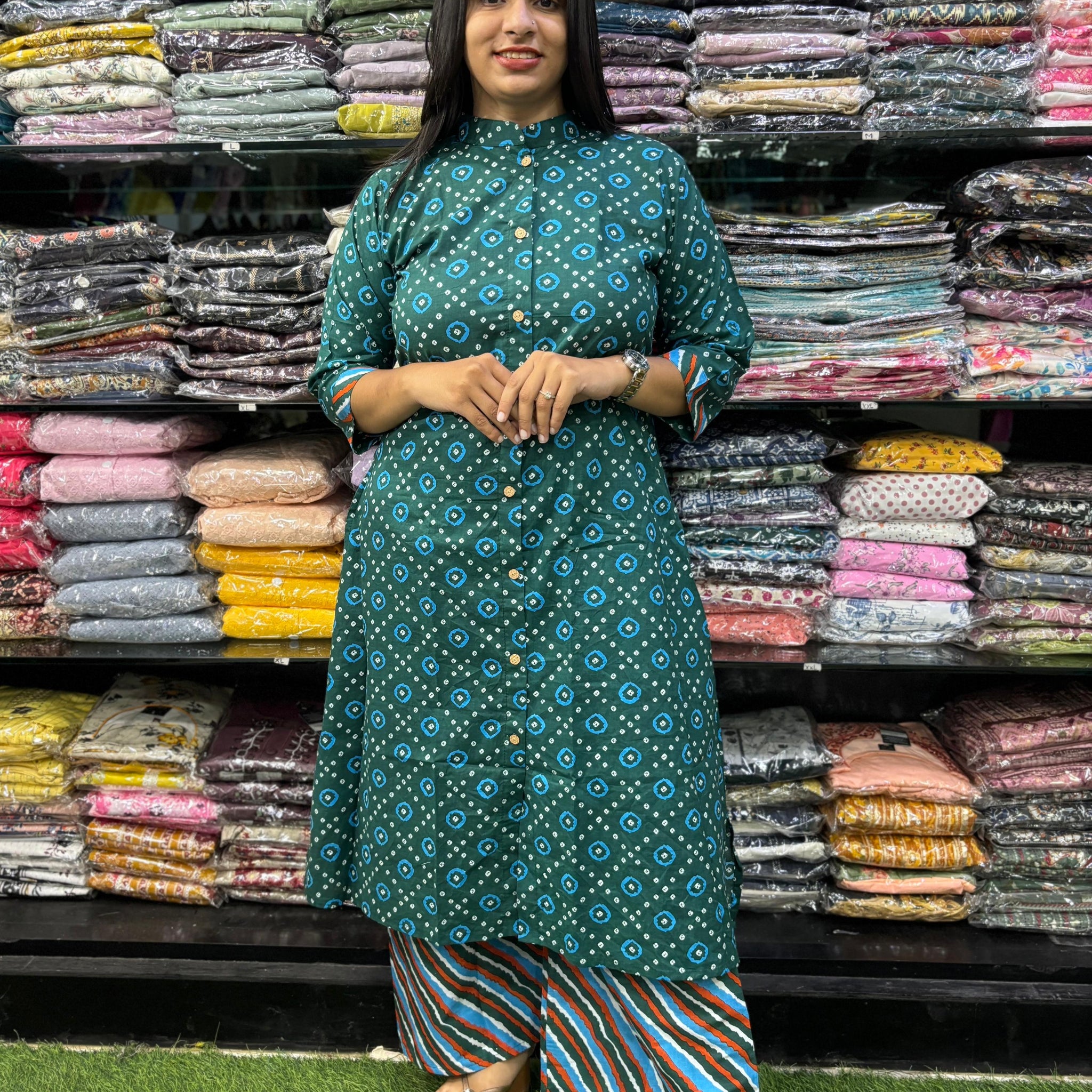 PURE COTTON ALINE KURTI WITH PLAZO