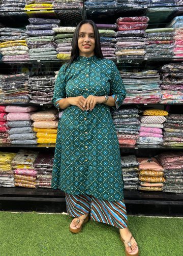PURE COTTON ALINE KURTI WITH PLAZO
