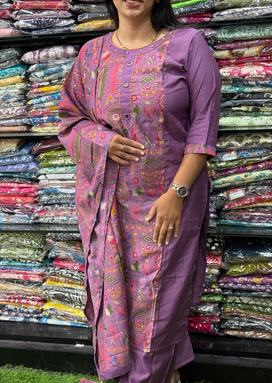 STRAIGHT KURTI PLAZO WITH DUPATTA (HEAVY VERTICAN SILK)