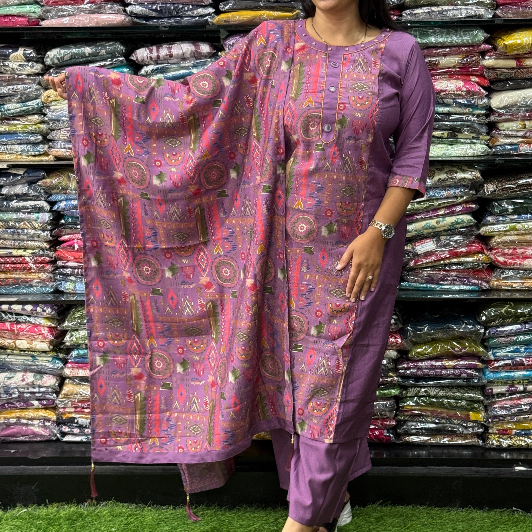 STRAIGHT KURTI PLAZO WITH DUPATTA (HEAVY VERTICAN SILK)