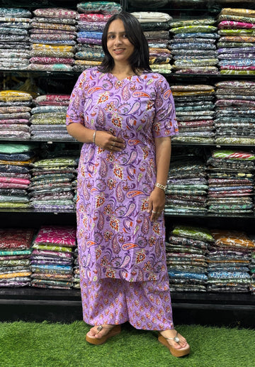 STRAIGHT KURTI-PLAZO (PURE CAMRIC COTTON)