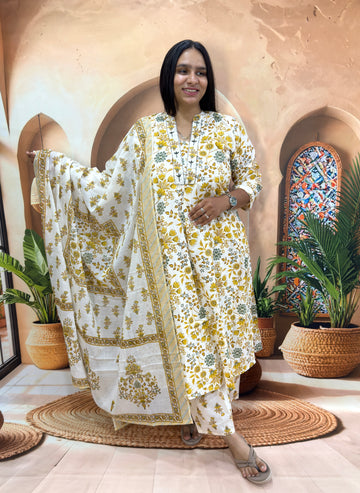 STRAIGHT KURTI PANT DUPATTA (FLEX COTTON WITH WORK)