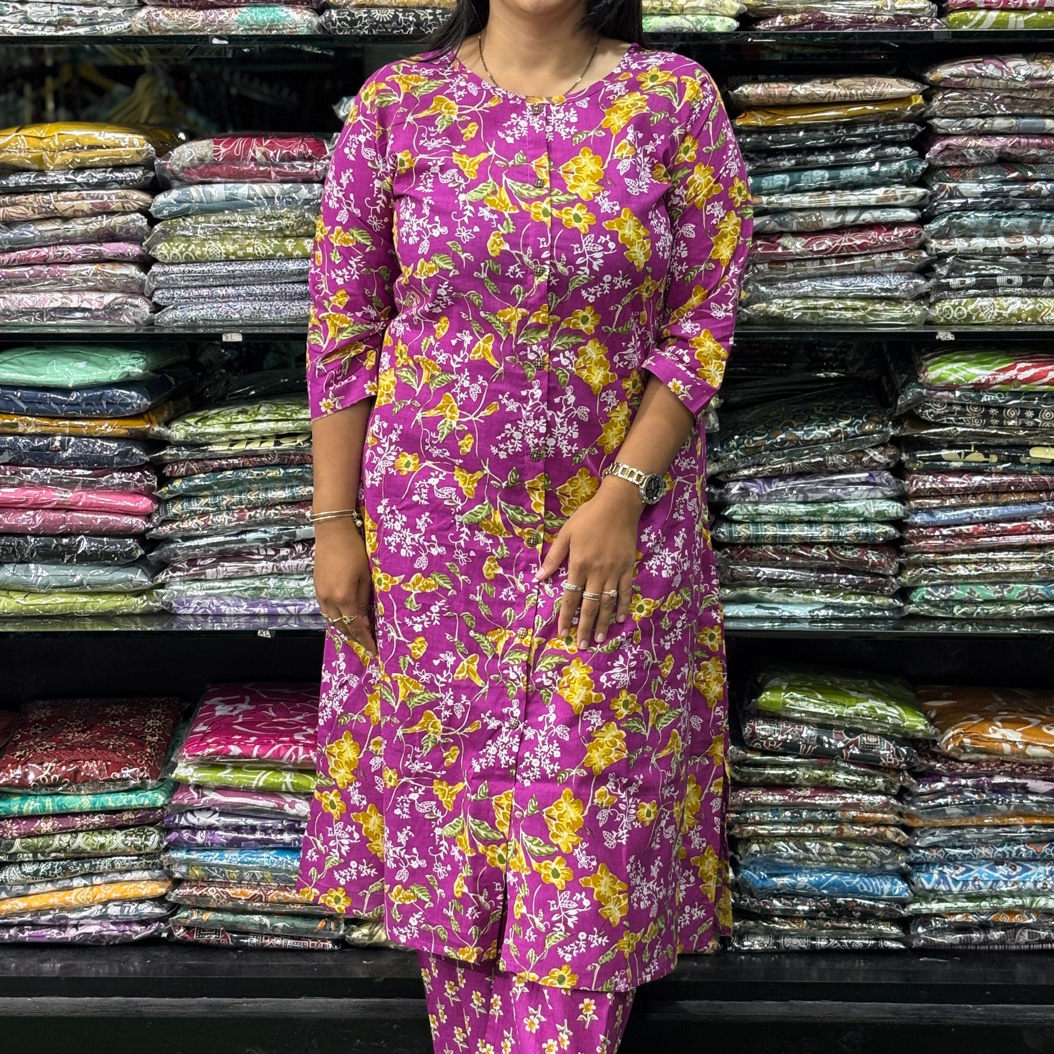 ALINE KURTI-PLAZO (PURE CAMRIC COTTON)