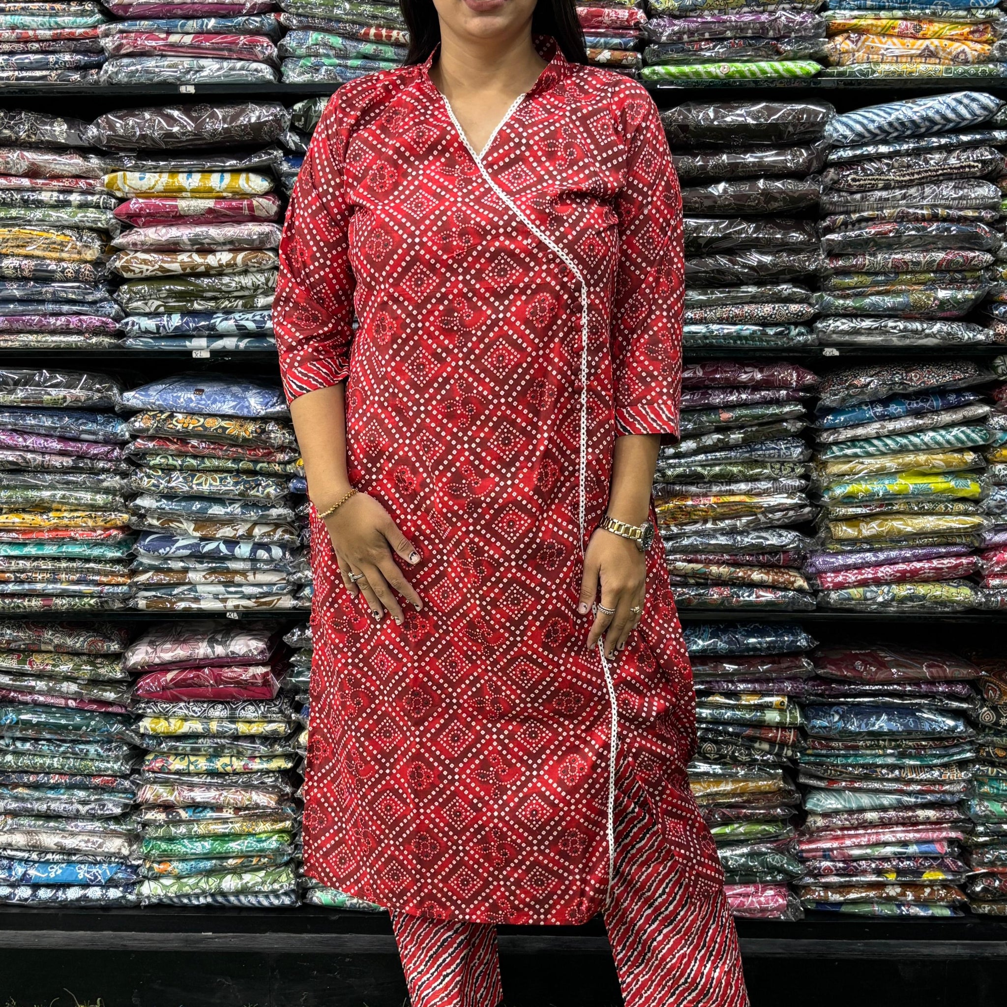 COTTON ANGRAKHA STRAIGHT KURTI & PANT