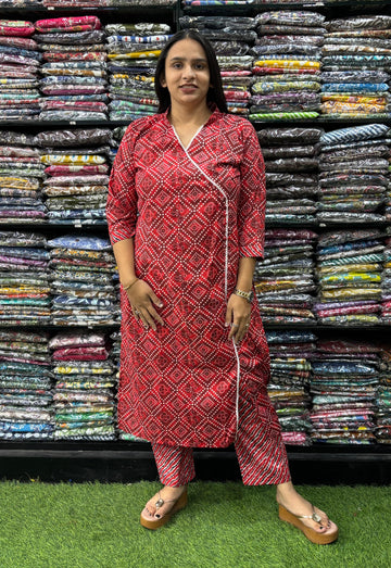 COTTON ANGRAKHA STRAIGHT KURTI & PANT