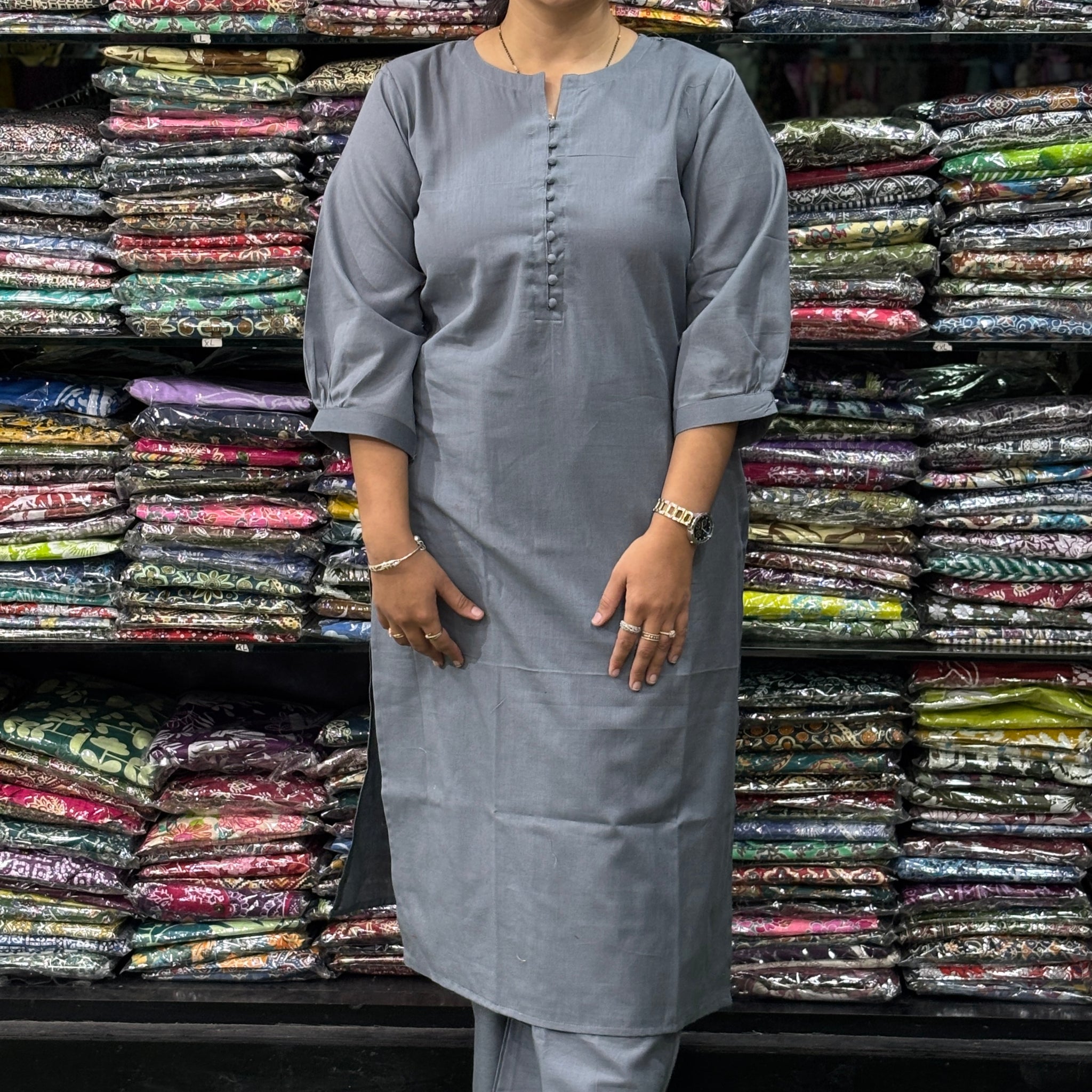 STRAIGHT KURTI-PLAZO (FLEX COTTON)