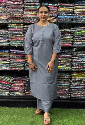 STRAIGHT KURTI-PLAZO (FLEX COTTON)