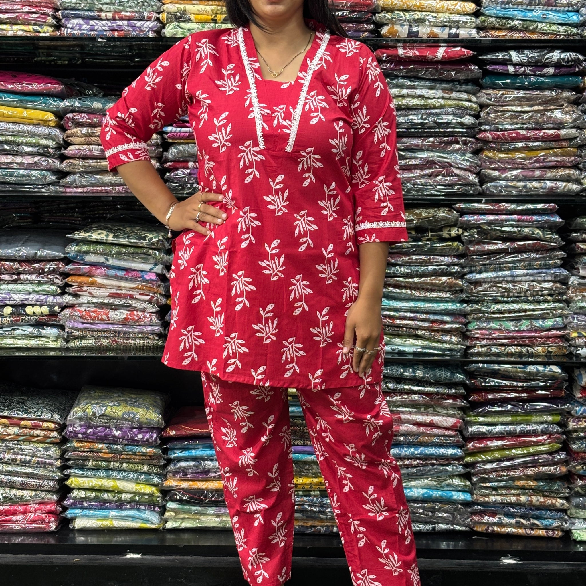 STRAIGHT TUNIC-PLAZO (PURE CAMRIC COTTON)