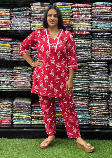 STRAIGHT TUNIC-PLAZO (PURE CAMRIC COTTON)