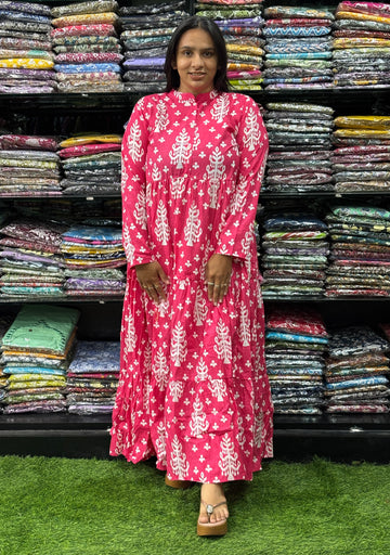 ROUND LONG GOWN (PURE CAMRIC COTTON)