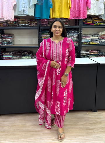 ALINE KURTI PANT DUPATTA (CAMRIC COTTON)