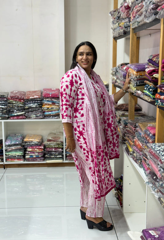 STRAIGHT KURTI PANT DUPATTA (CAMRIC COTTON)